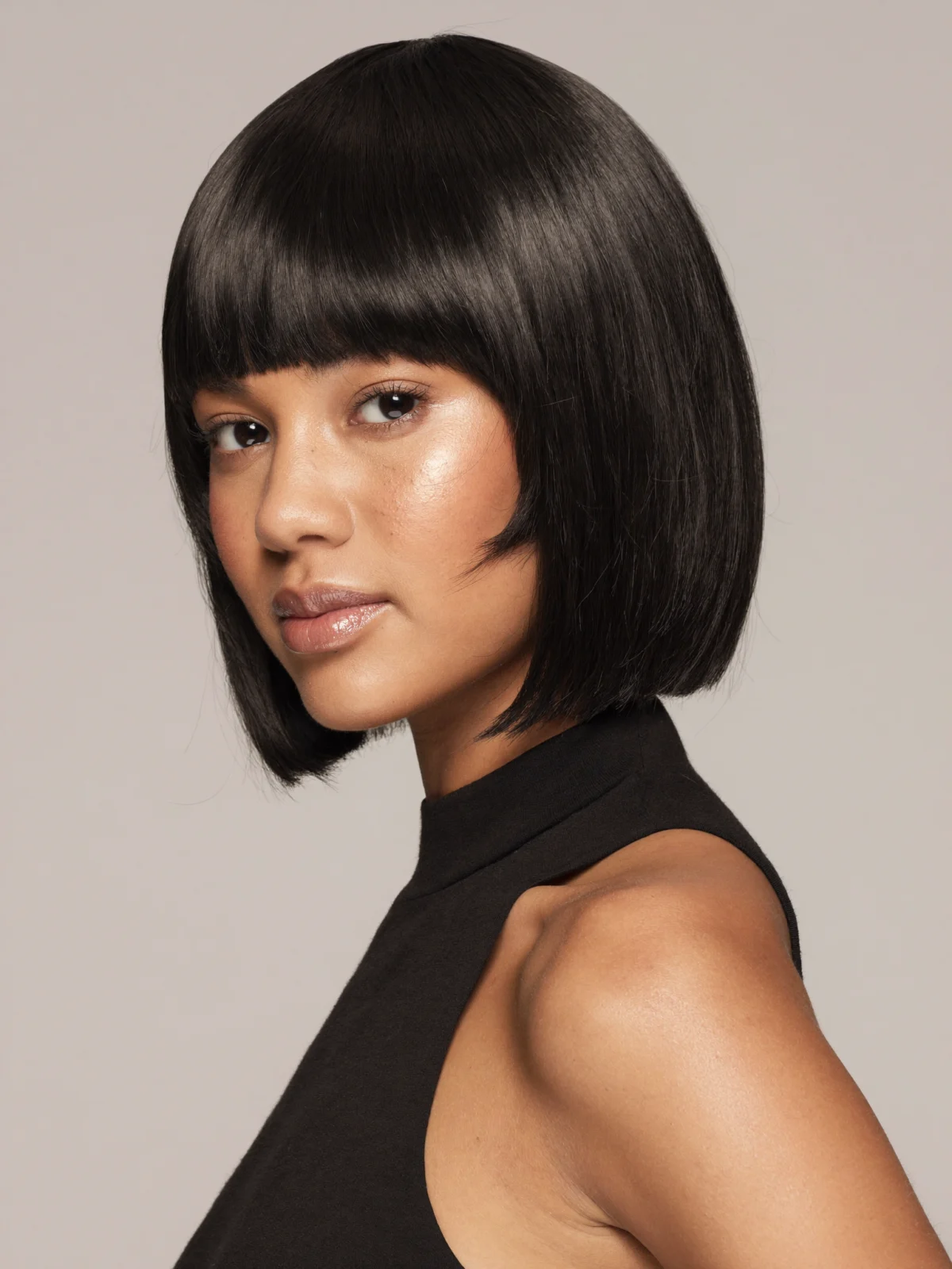 Anastasia jet black blunt bob human hair wig with bangs