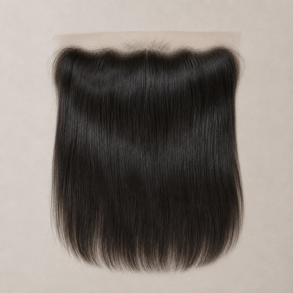 Straight natural black human hair 13x4 lace frontal